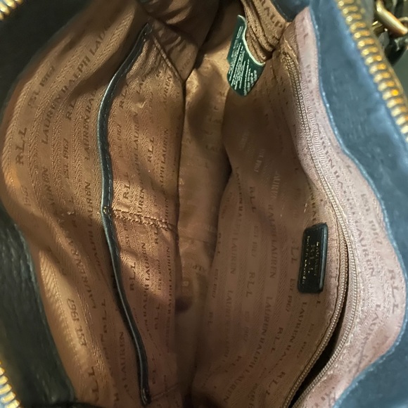 Leather Ralph Lauren Medium Black Satchel Purse - Picture 5 of 6